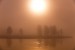 Foggy morning on the Yellowstone river, Wyoming, U.S.A.